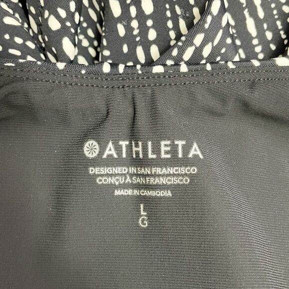 Athleta Hermosa One Piece Swimsuit Size Large Black White Dot Print Low Back - Picture 8 of 13